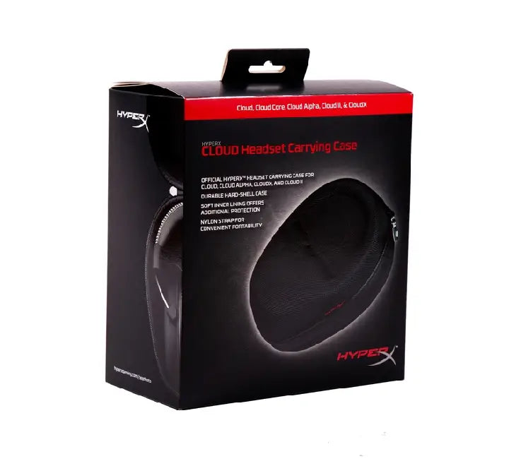 Close-up shot of the heavy-duty zipper closure mechanism and nylon wrist strap loop on the black HyperX HXS-HSCC1 protective case.