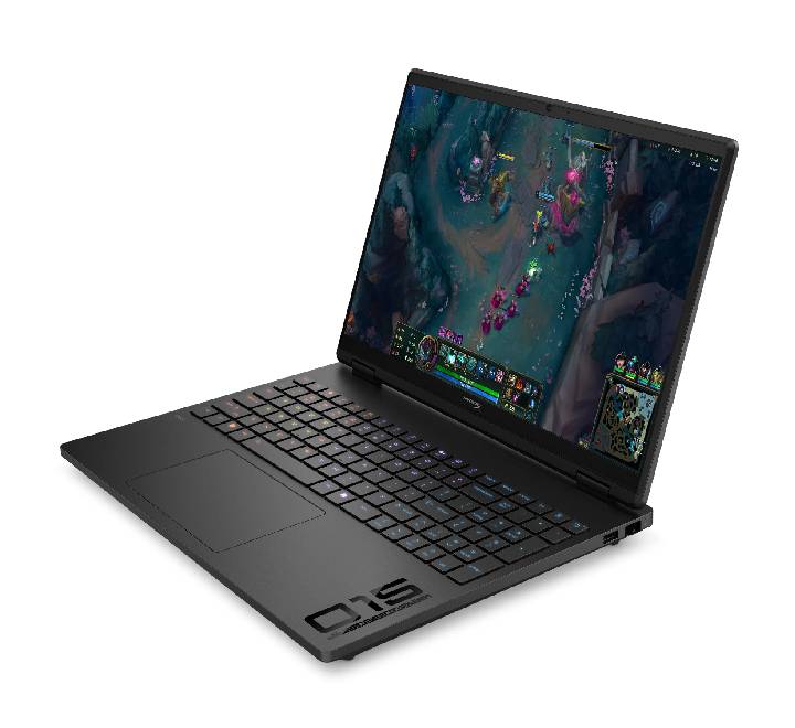 Side view of the HyperX OMEN 15 laptop displaying USB-C, USB-A, and HDMI ports.