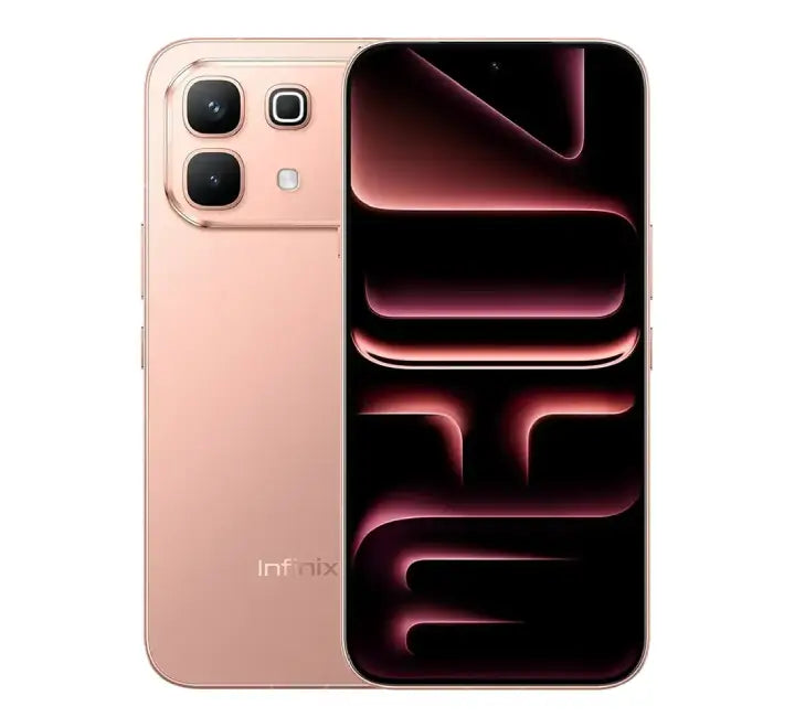 Infinix Note 60 5G phone in elegant Rose Gold variant, emphasizing its ultra-slim profile and premium back finish.