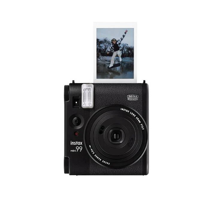 Close-up of the instax mini 99 color effect and brightness control dials for creative photography.
