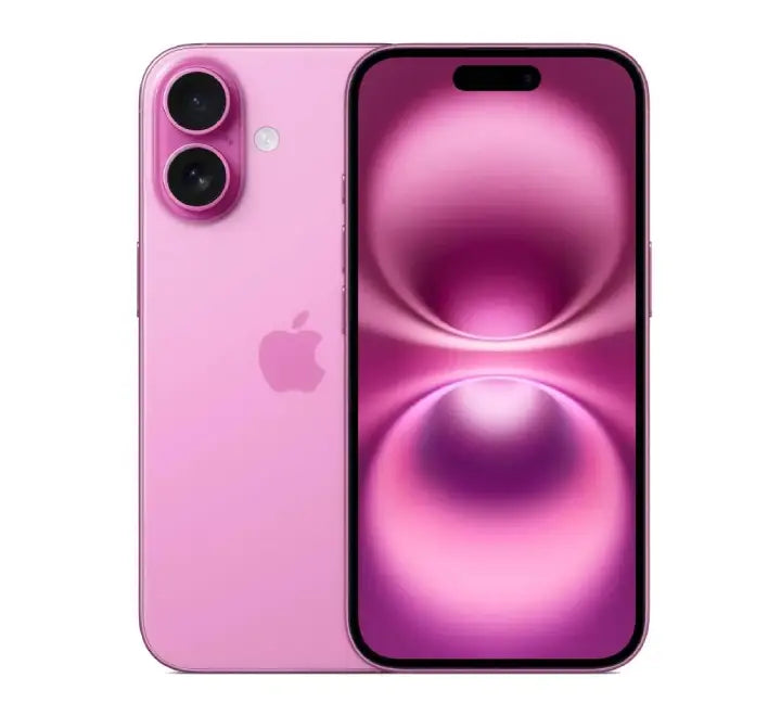 Shopify product image of the Pink iPhone 16 with a 6.1-inch Super Retina XDR display.