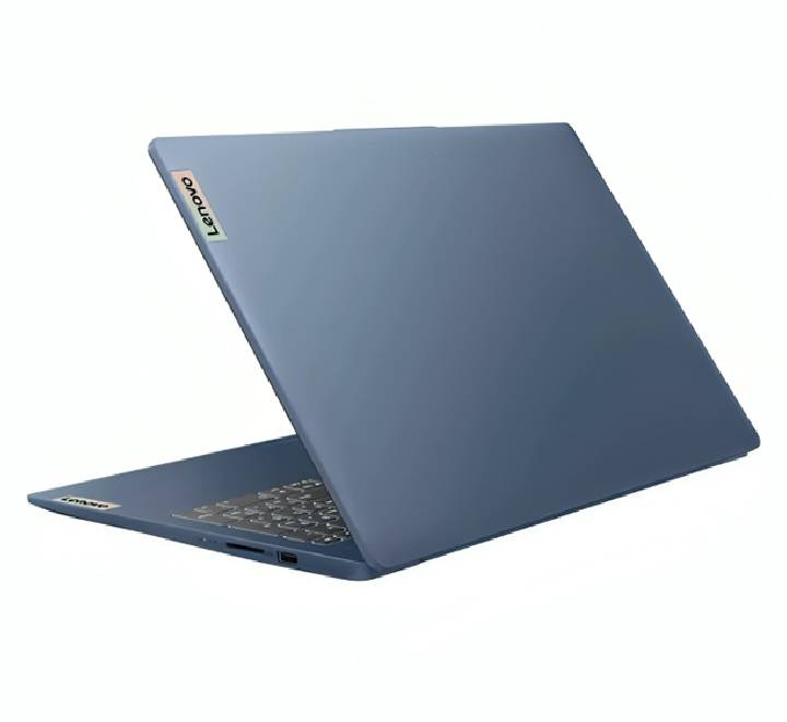 Left side profile view of the slim Lenovo IdeaPad Slim 3 laptop showcasing its lightweight design, USB-C, and HDMI ports.