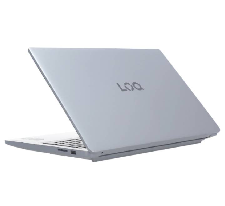 Close-up view of the Lenovo LOQ 15.6-inch gaming laptop keyboard showing white backlighting with English and Thai key legends.