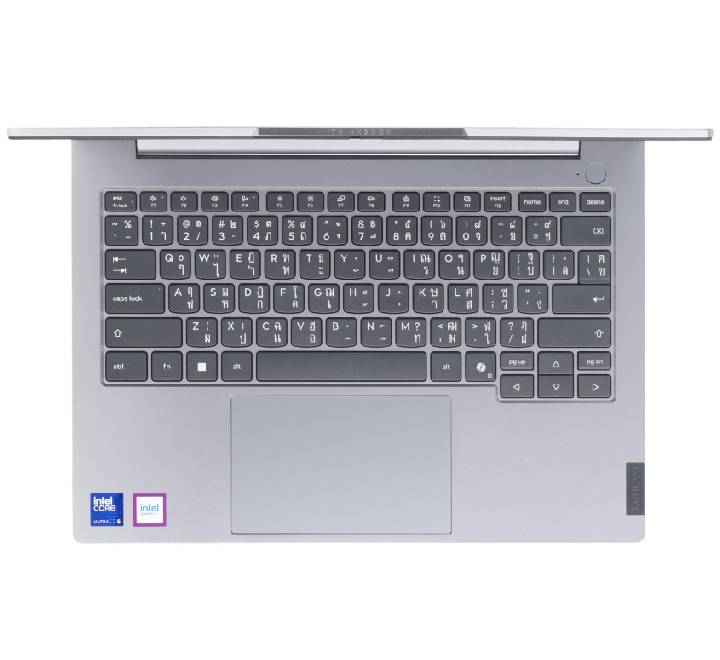 Open view of the Lenovo ThinkBook 14 Gen 8 showcasing its 14-inch WUXGA display and backlit keyboard.