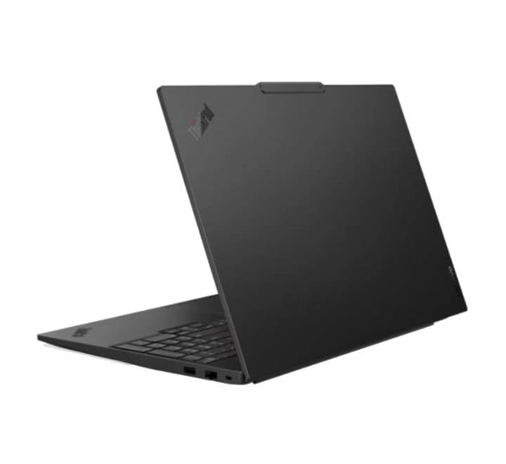 Side profile of the Lenovo ThinkPad E16 Gen 4 highlighting high-speed USB-C ports, HDMI, and Ethernet connection slots.