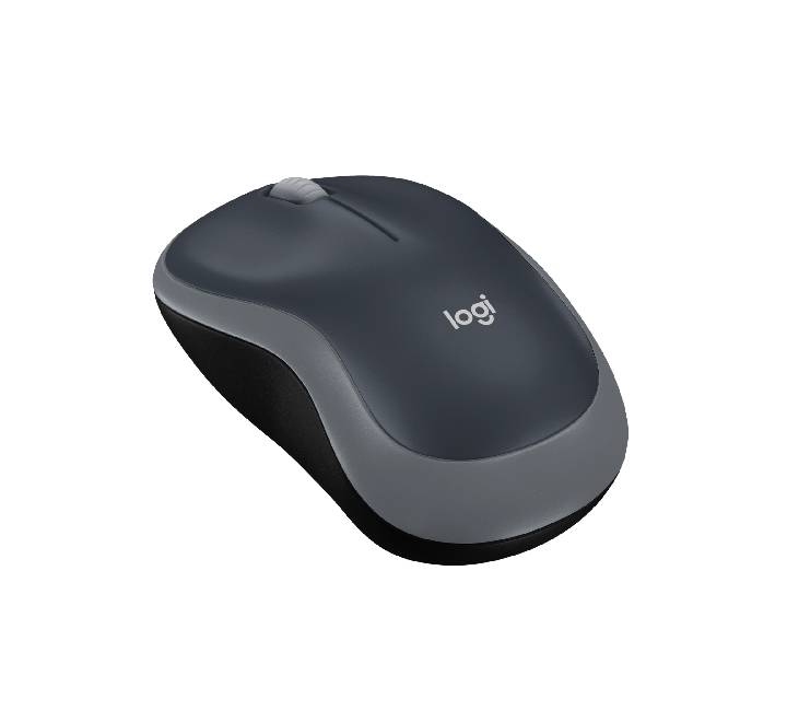 Close-up of the Logitech M185 Wireless Mouse showing the compact USB nano receiver.