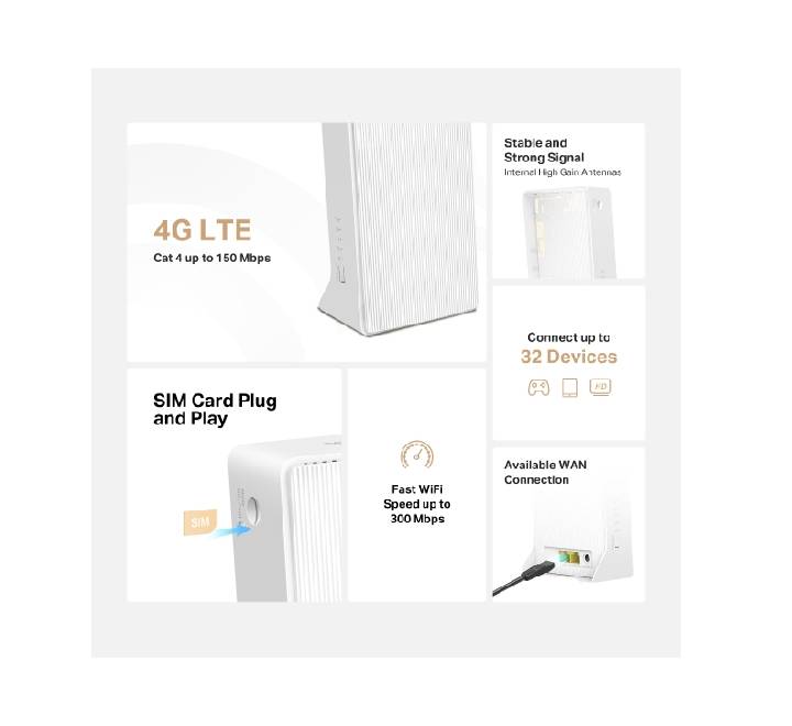 Mercusys MB112-4G portable 4G LTE router providing internet connection for a home office.