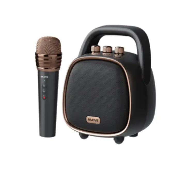 MLove BV670 Plus Portable Bluetooth Karaoke Speaker in Starry Sky Black with Wireless Microphone