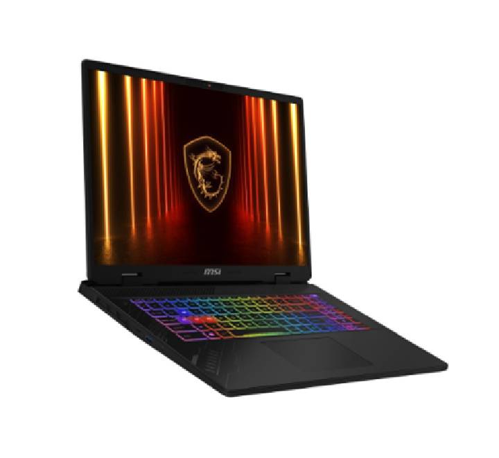 Side profile of the MSI Crosshair A17 HX showcasing its ventilation design and array of USB-A, Type-C, and HDMI 2.1 ports.