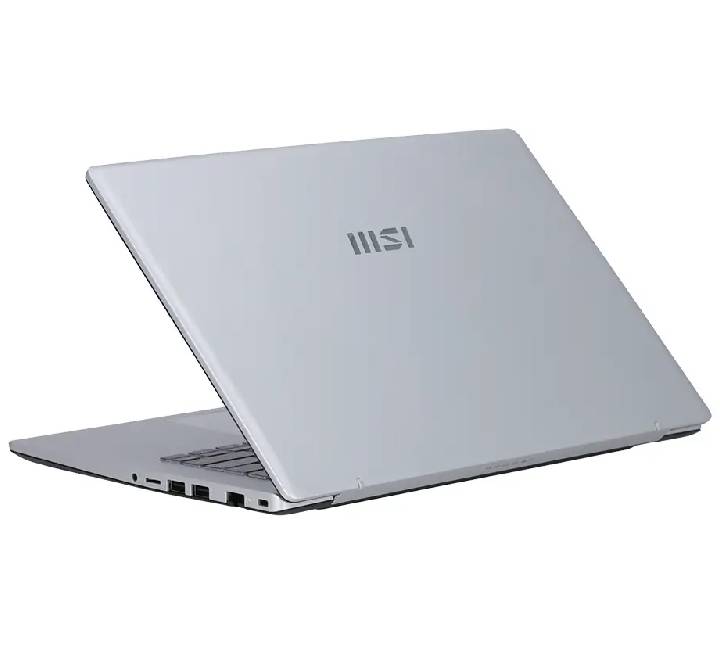 Side profile of MSI Modern 14 F13MG showing USB-C, USB-A, HDMI, and audio jack ports