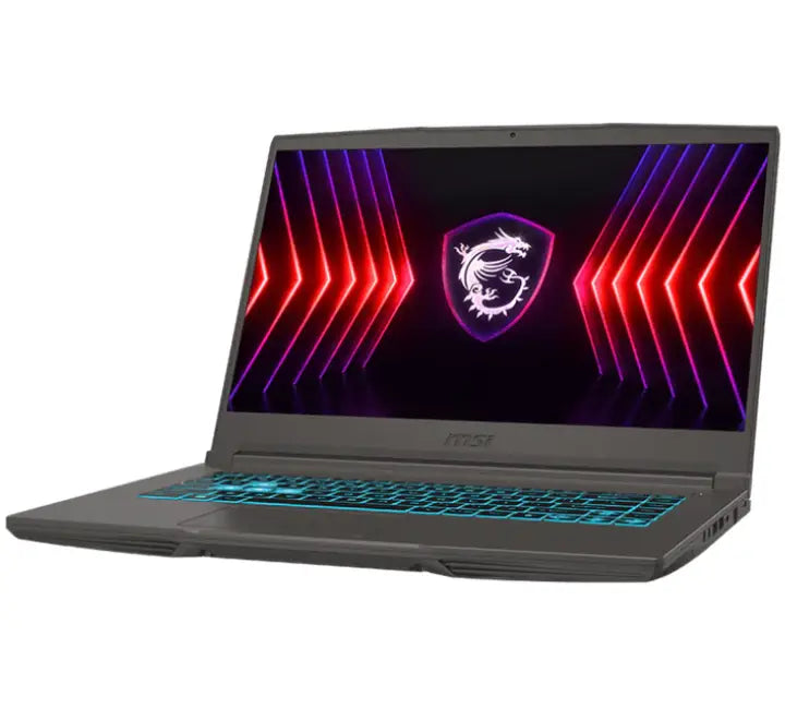 Side view showing cooling vents and USB Type-C and HDMI ports on MSI Thin 15 B13UC