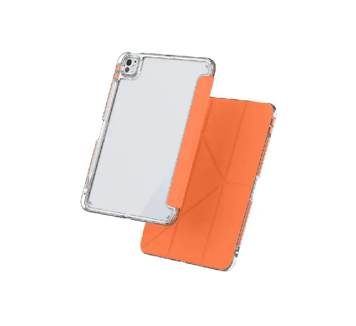 Mutural Clear Pro Folio Case in black with open origami front cover showing an iPad Air M3 11-inch screen.