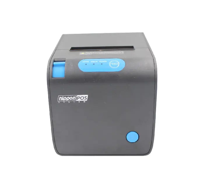Rear interface view of Nippon RP-328-BU POS printer showing USB, Bluetooth, and cash drawer connections.