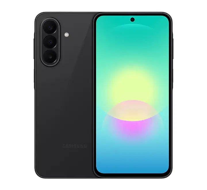 Samsung Galaxy A27 5G smartphone color options in sleek Black and Light Pink finishes side by side.