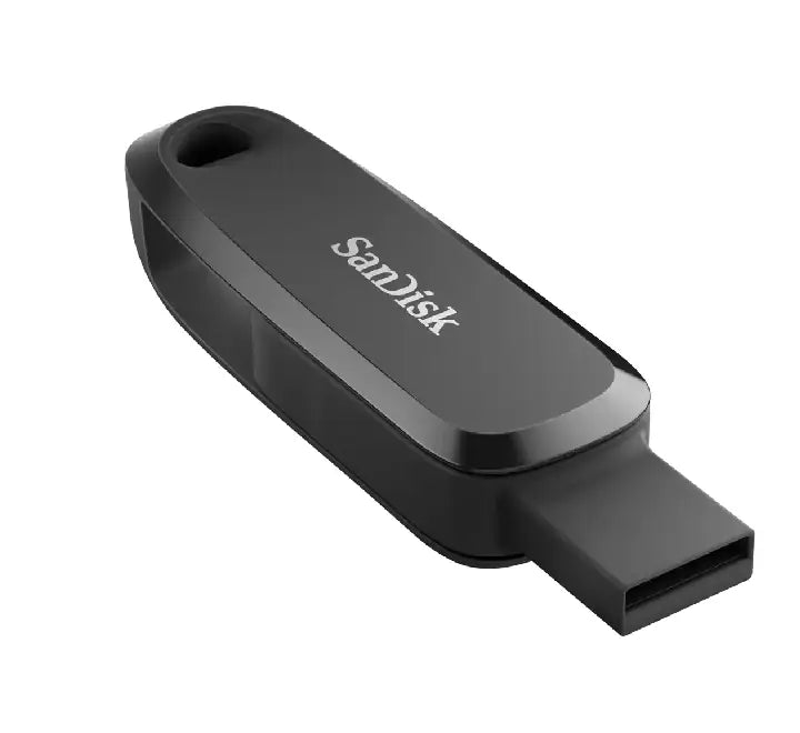 A SanDisk 128GB dual phone drive plugged directly into the USB Type-C port of an Android smartphone for fast mobile data offloading.