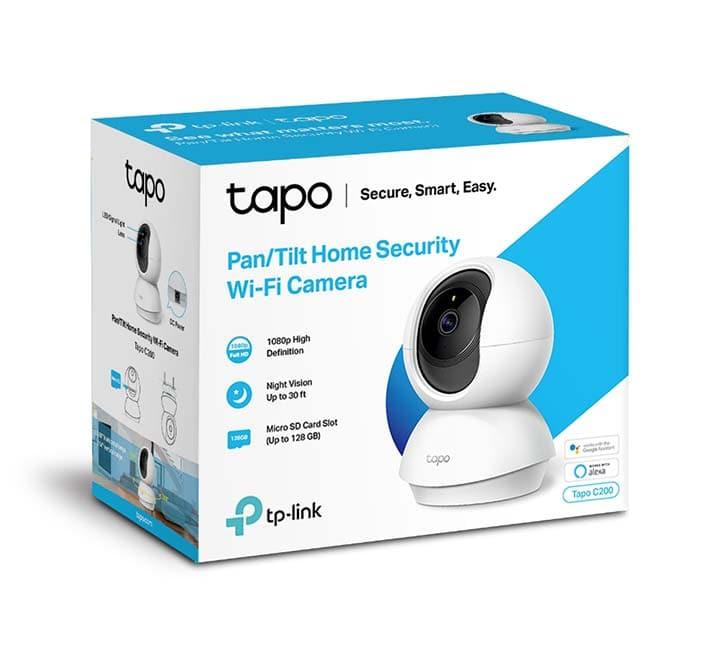 Diagram showing TP-Link Tapo C200 360 degree horizontal pan and 114 degree vertical tilt view