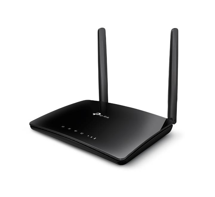 Rear view showing LAN/WAN ports and Nano SIM card slot on the TP-Link Archer MR202 router.