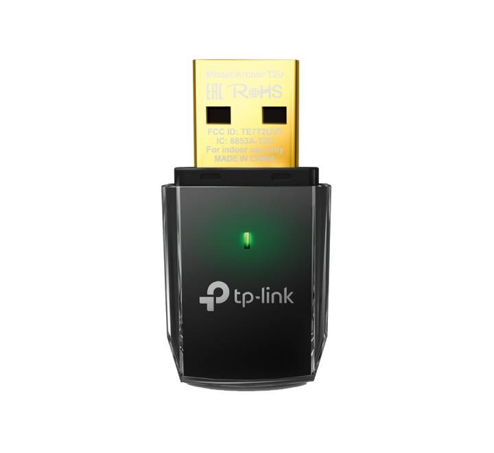 TP-Link Archer T2U AC600 Dual Band Wireless USB Adapter in black with logo.