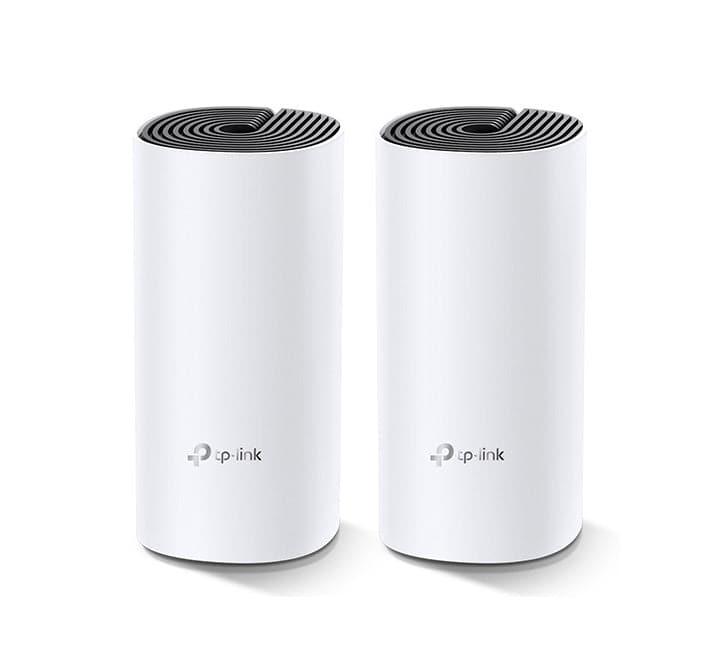 TP-Link Deco M4 AC1200 Whole Home Mesh Wi-Fi System 2-pack towers presented side by side.