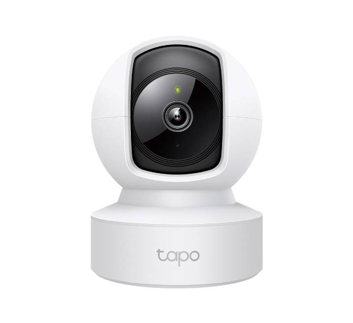 TP-Link Tapo C212 2K Pan/Tilt Home Security Wi-Fi Camera front view standing on a flat surface.