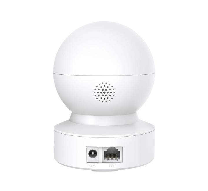 Close-up of the TP-Link Tapo C212 camera lens, infrared sensors, and microphone module.