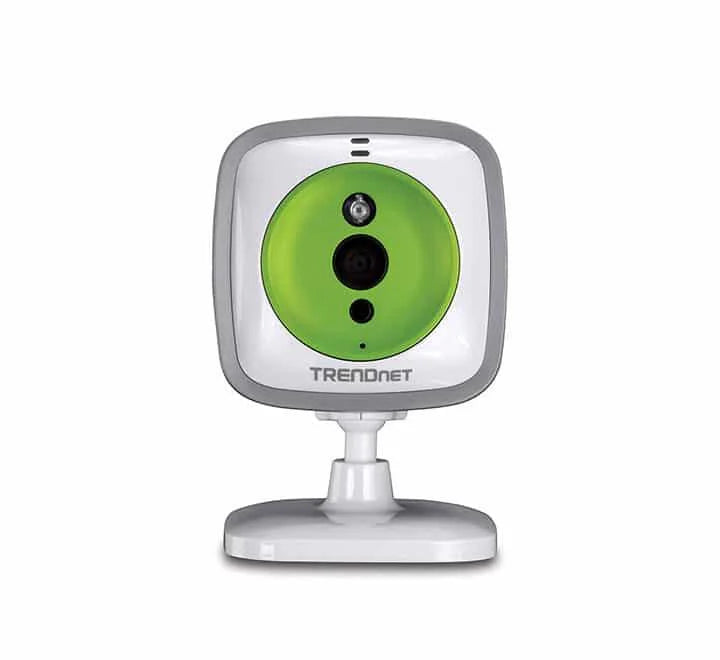 TRENDnet TV-IP743SIC Cloud BabyCam with night vision sensors and compact stand.