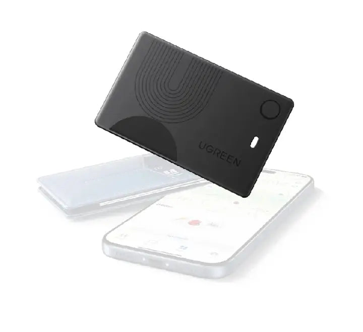 UGREEN Finder Slim 2 credit card sized tracker inserted into leather wallet slot