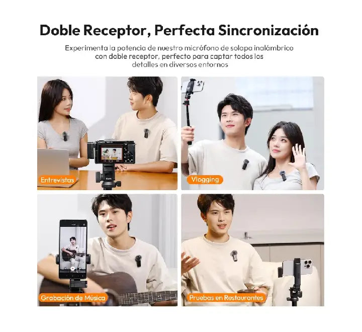 Compact Ulanzi A100 V2 wireless microphone clipped on shirt connected to USB-C smartphone