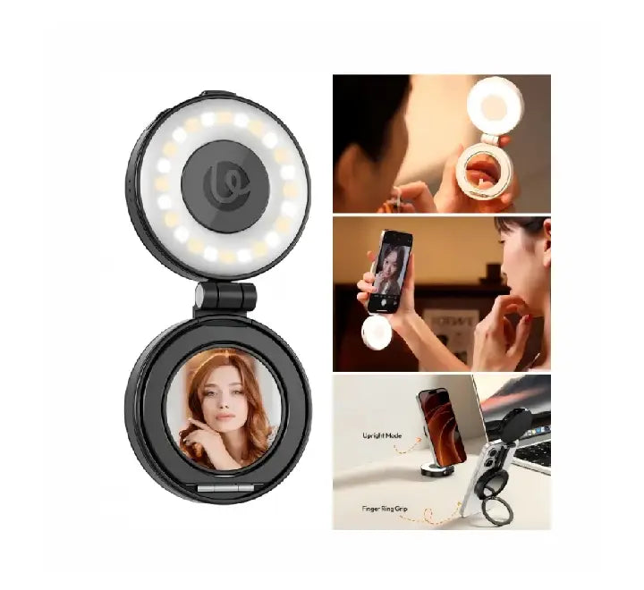 Ulanzi LM23 MagSafe LED selfie light attached to smartphone for mobile vlogging