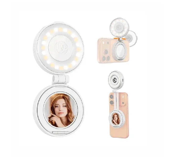 Ulanzi LM23 MagSafe LED selfie light attached to smartphone for mobile vlogging