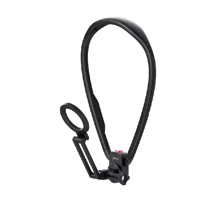 Creator wearing Ulanzi MG14 neck mount recording hands-free POV video on iPhone