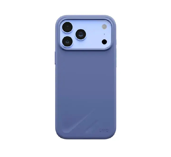 Close-up of interchangeable raised camera lens bezel on UNIQ Lino iPhone 18 case