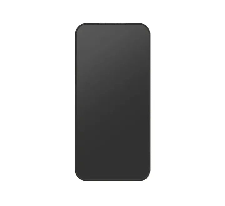 Side angle view showing the 28-degree privacy filter tint blocking the screen on an iPhone 17 Pro Max.