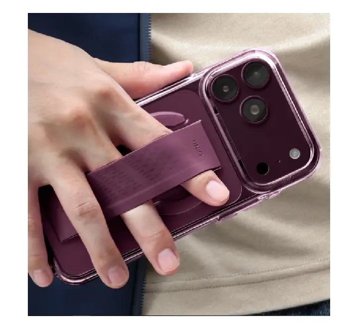 UNIQ Swivix case with MagClick magnetic ring aligned on MagSafe charger
