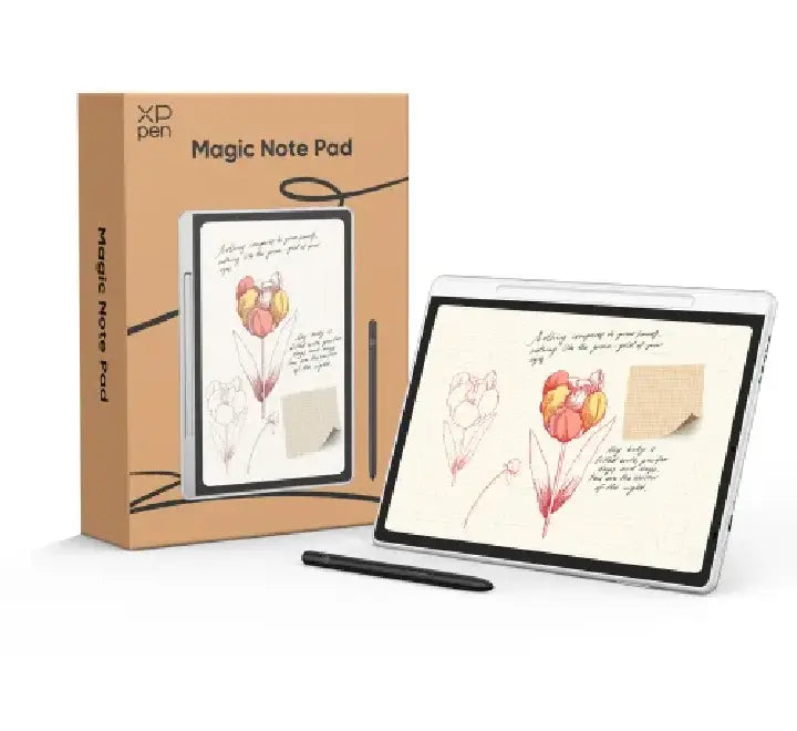 Lightweight XPPen Magic Drawing Pad being used outdoors for portable digital illustration.