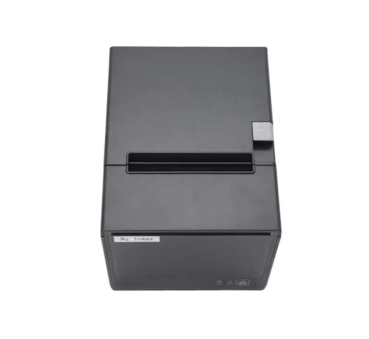 Close-up view of the rear ports on the Xprinter XP-80U showing the USB Type-B interface and cash drawer connection port.