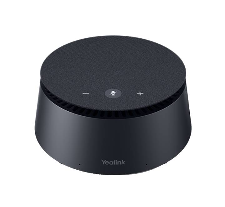Front profile of the Yealink CPE40 Expansion Speakerphone showing its top-mounted mute button and acoustic cloth wrap.