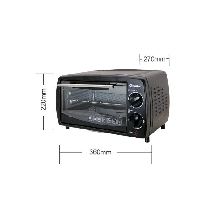 PowerPac PPT08 Electric Oven with Heat Selector 9L, Ovens, PowerPac - ICT.com.mm
