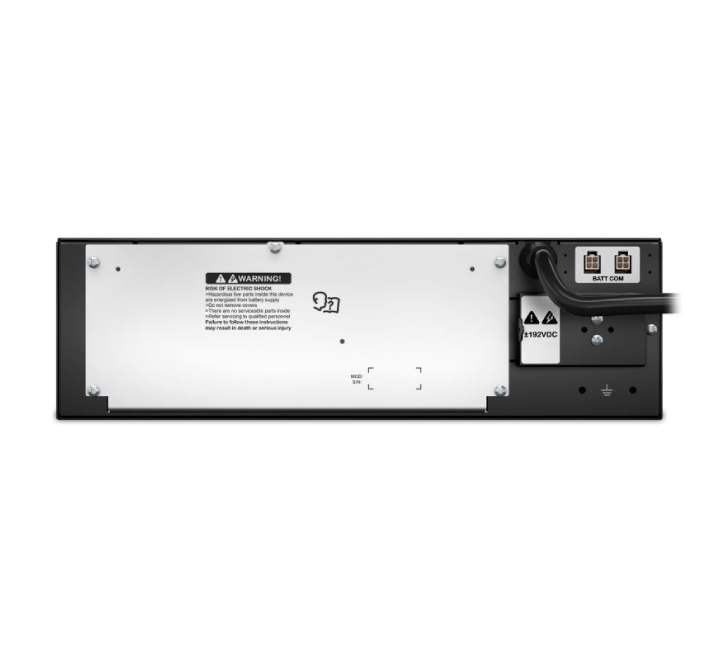 Rear panel of the APC SRT192RMBP2 showing the heavy-duty DC connectors for UPS connection.