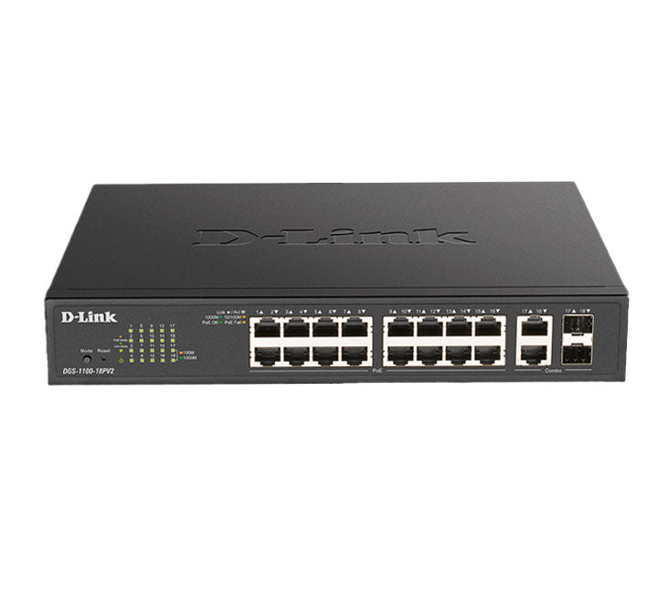 D-Link DGS-1100-18PV2 18-port Gigabit Smart Managed Switch, Managed Switches, D-Link - ICT.com.mm