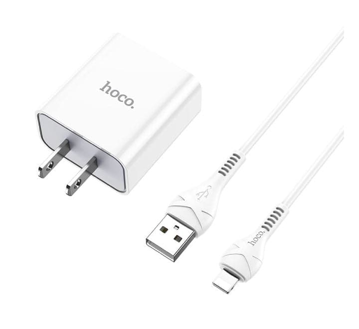 Hoco C81 Asombroso Plug Set With Lightning Cable (White) - ICT.com.mm