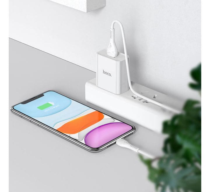 Hoco C81 Asombroso Plug Set With Lightning Cable (White) - ICT.com.mm