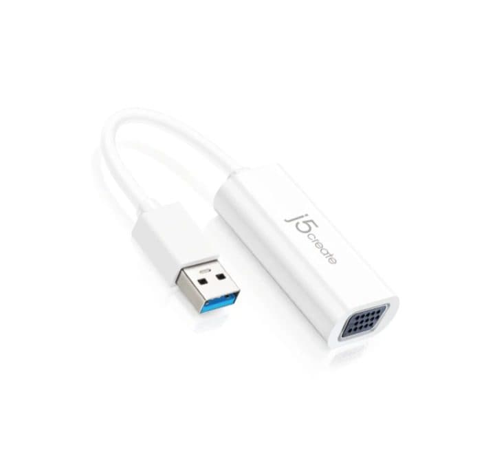 j5create USB 3.0 to VGA Slim Display Adapter (White), Adapters, j5create - ICT.com.mm
