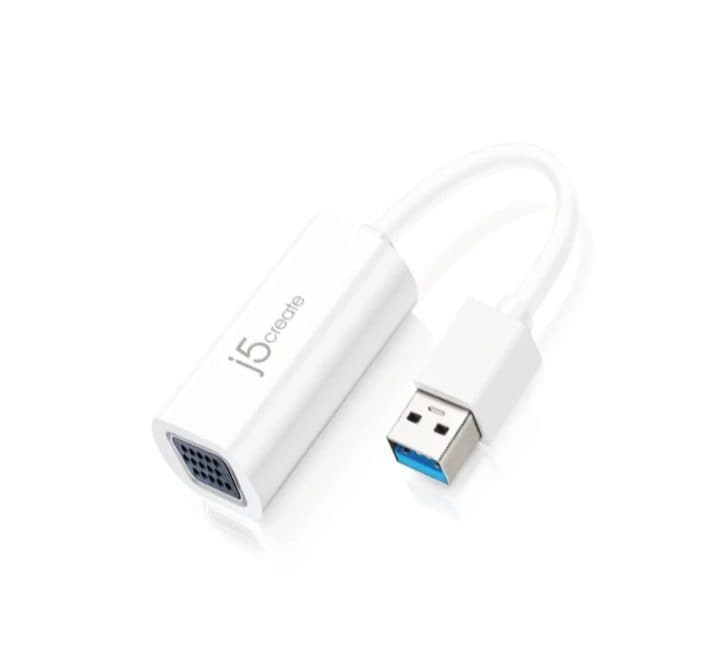 j5create USB 3.0 to VGA Slim Display Adapter (White), Adapters, j5create - ICT.com.mm