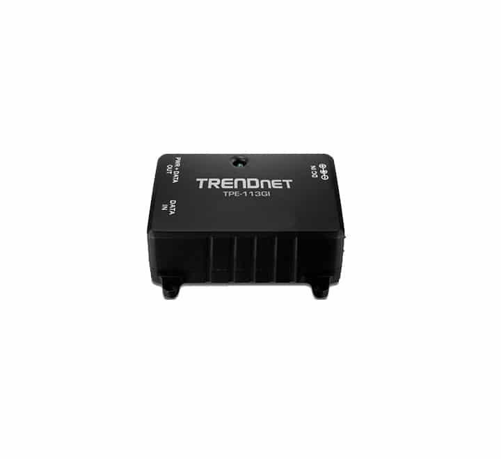 TRENDnet TPE-113GI Gigabit Power over Ethernet (PoE) Injector, Adapters & InjectoTRENDnet TPE-113GI Gigabit Power over Ethernet Injector top view showing the status LED and housing design.rs, TRENDnet - ICT.com.mm