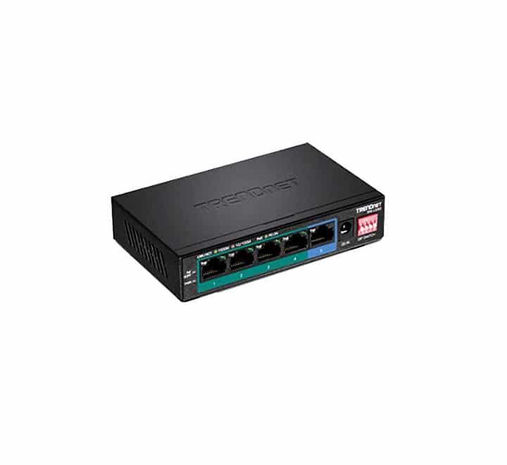 Detailed profile look at the hardware toggle DIP switch used to activate the 250m long-range mode on the TRENDnet TPE-LG50.