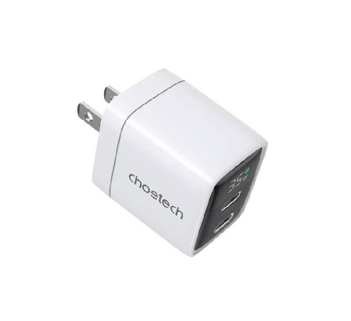 Choetech PD 35W GaN Dual Type-C Display Wall Charger (PD6051) White