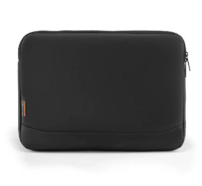 Front view of the professional ultra-thin Mark Ryden MR701D 15.6-inch laptop sleeve in Elegant Black with custom smooth-glide zipper track.
