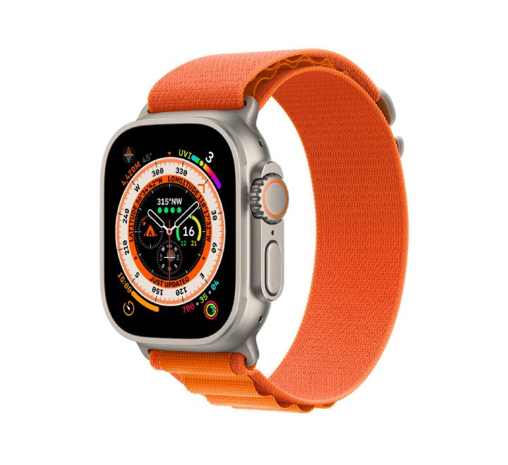 Apple Watch Ultra 49mm Titanium Case with Orange Alpine Loop Small Strap (MNHH3), Apple Watch Ultra, Apple - ICT.com.mm