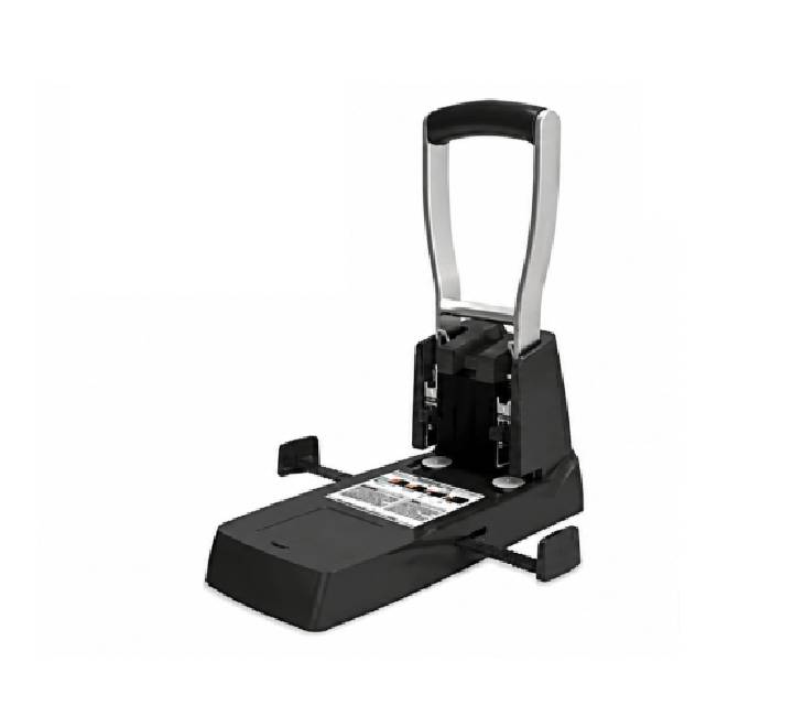 Basy 78150 heavy duty 2-hole manual metal desktop puncher for archiving large 150-sheet document packs.
